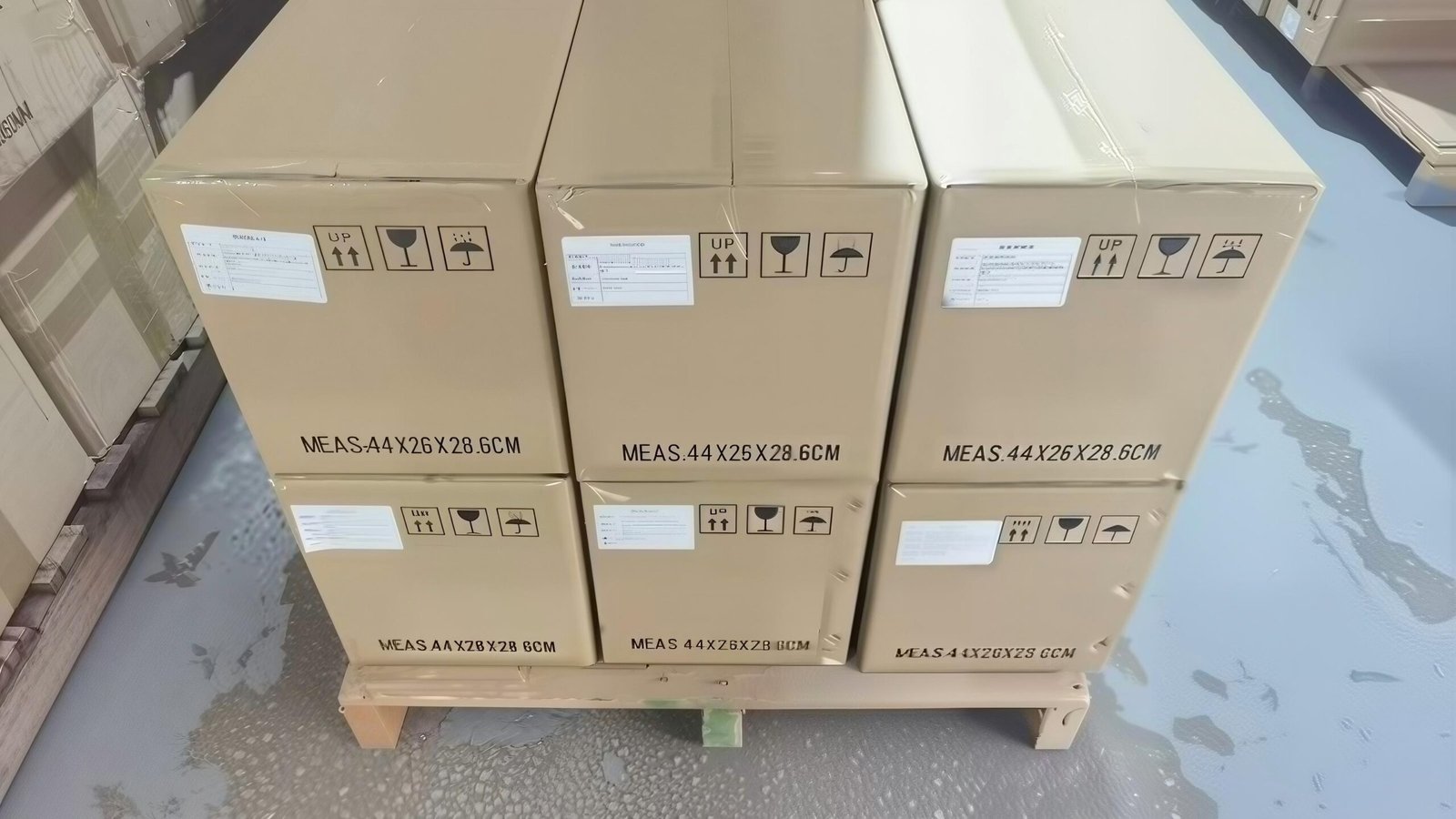 JyFan export cartons prepared for shipment