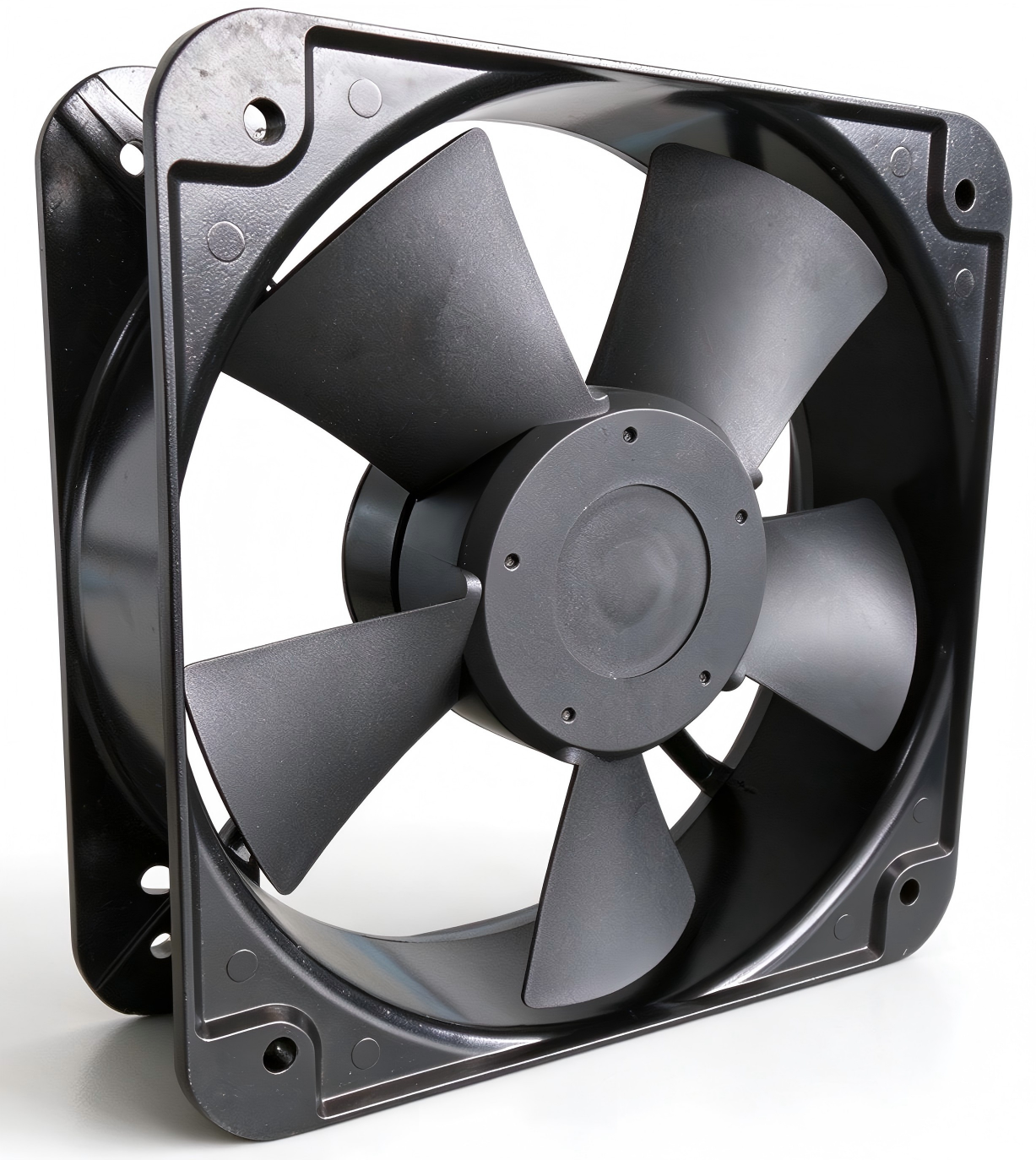Finished JyFan IP68 outdoor-duty axial fan with blades installed